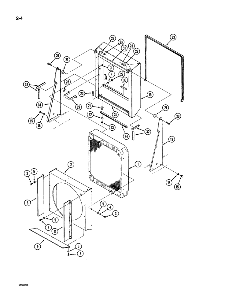Схема запчастей Case IH 9250 - (2-004) - RADIATOR MOUNTING, 9250 AND 9260 TRACTOR (02) - ENGINE