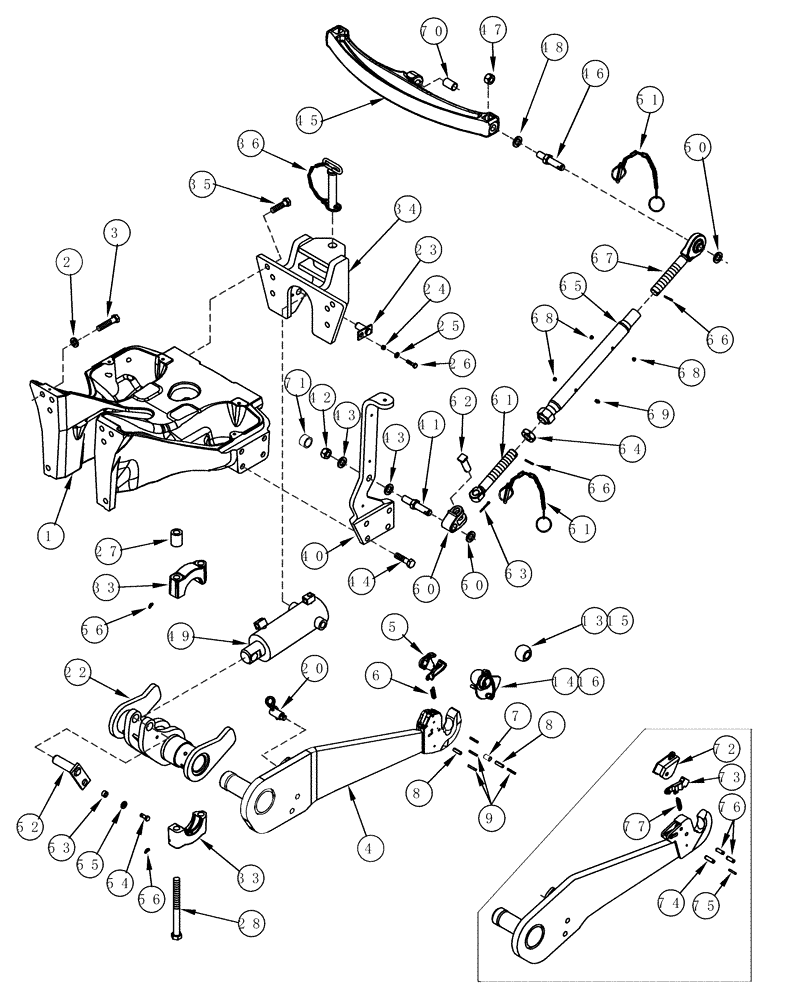 Схема запчастей Case IH MX220 - (09-05) - FRONT HITCH (09) - CHASSIS/ATTACHMENTS