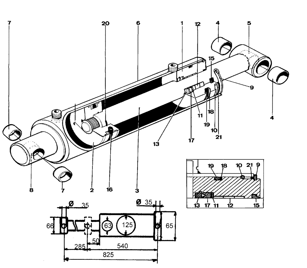 Схема запчастей Case IH L780 PRO - (35.100.BI[12]) - SILOCUT 190MG HYDRAULIC CYLINDER (35) - HYDRAULIC SYSTEMS