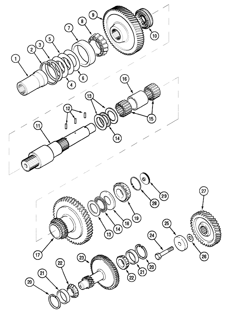 Схема запчастей Case IH MX150 - (06-04) - TRANSMISSION MAIN SHAFT (21) - TRANSMISSION