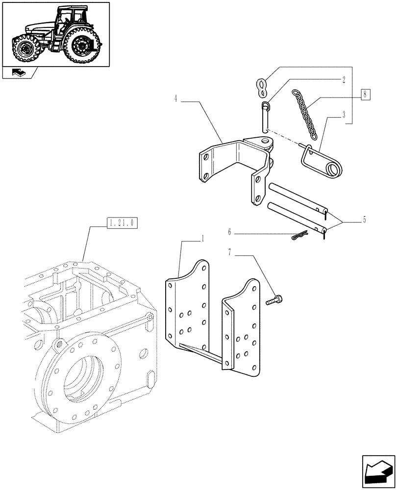 Схема запчастей Case IH FARMALL 95U - (1.89.3) - TOW HOOK AND SUPPORT - CATEGORY C (VAR.330891) (09) - IMPLEMENT LIFT