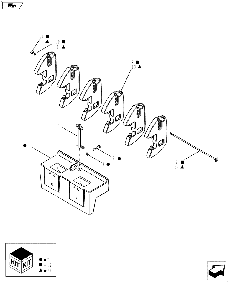 Схема запчастей Case IH MAGNUM 190 - (37.140.01) - FRONT WEIGHTS (37) - HITCHES, DRAWBARS & IMPLEMENT COUPLINGS