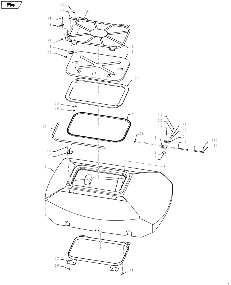 Схема запчастей Case IH 1250 - (80.150.15) - BULK FILL - SEED TANK LID - 24 ROW (80) - CROP STORAGE/UNLOADING