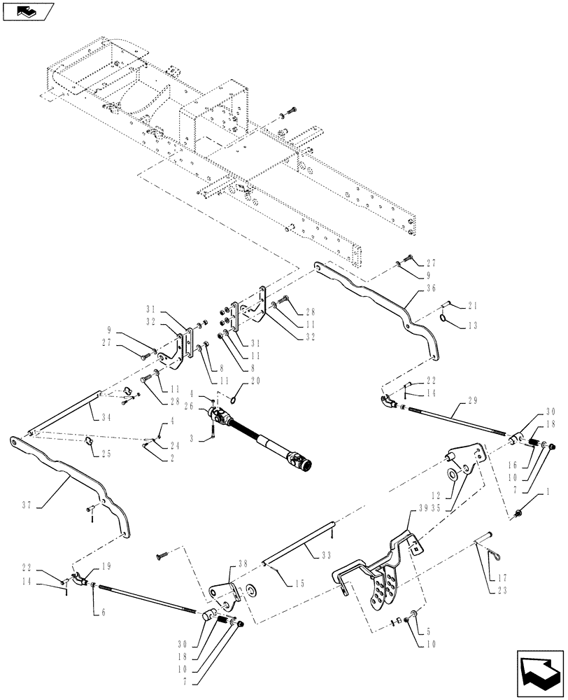 Схема запчастей Case IH MWX160S - (58.502.05[01]) - MOUNTING LINKAGE, 60" (58) - ATTACHMENTS/HEADERS
