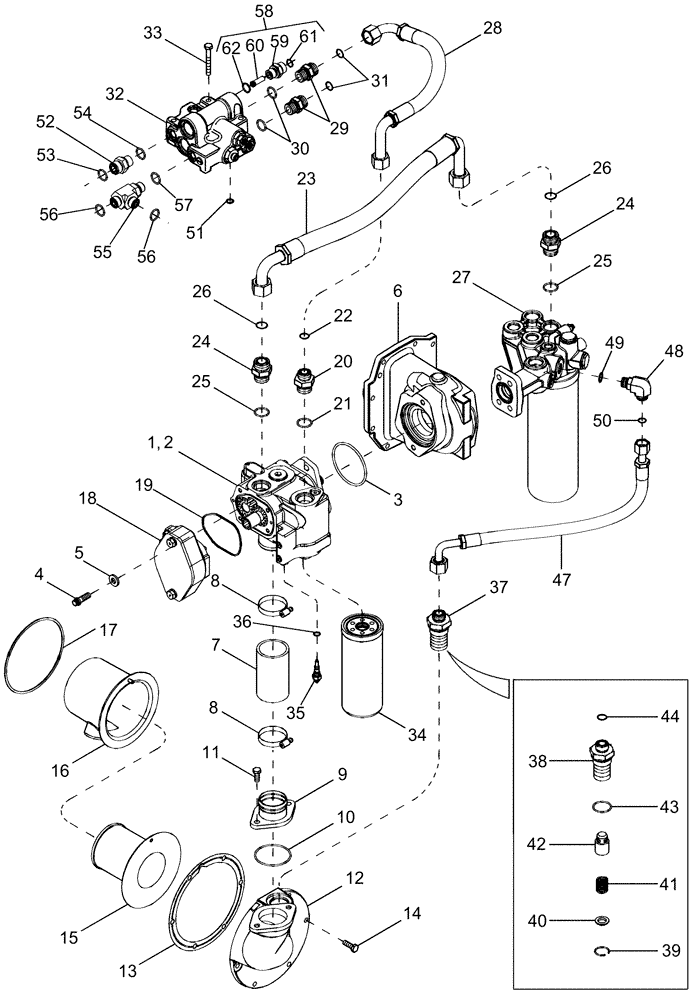 Схема запчастей Case IH MX245 - (08-03) - HYDRAULIC SYSTEM - CHARGE PUMP (08) - HYDRAULICS