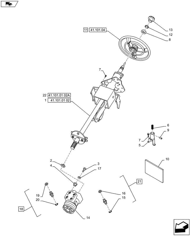 Схема запчастей Case IH PUMA 160 - (41.101.02) - VAR - 330631, 336631, 743723 - FAST STEERING - STEERING COLUMN (41) - STEERING