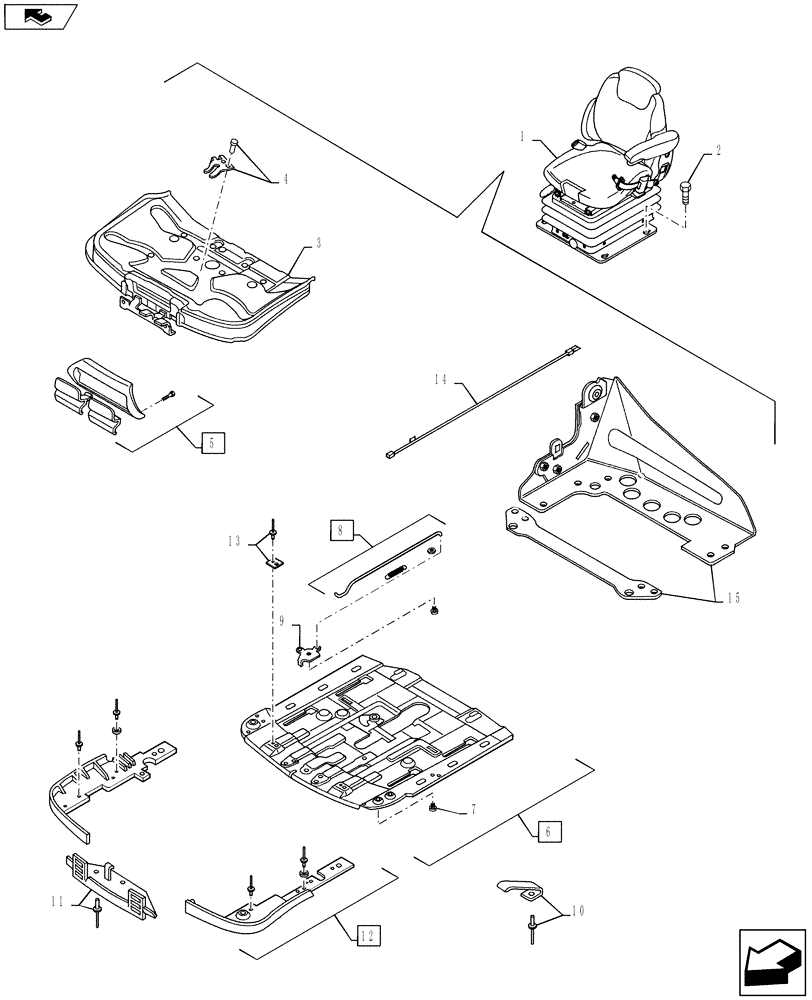 Схема запчастей Case IH PUMA 160 - (90.124.03) - VAR - 390709, 333709, 743715, 330709, 332709 - DELUXE SUSPENSION SEAT - COMPONENTS (90) - PLATFORM, CAB, BODYWORK AND DECALS