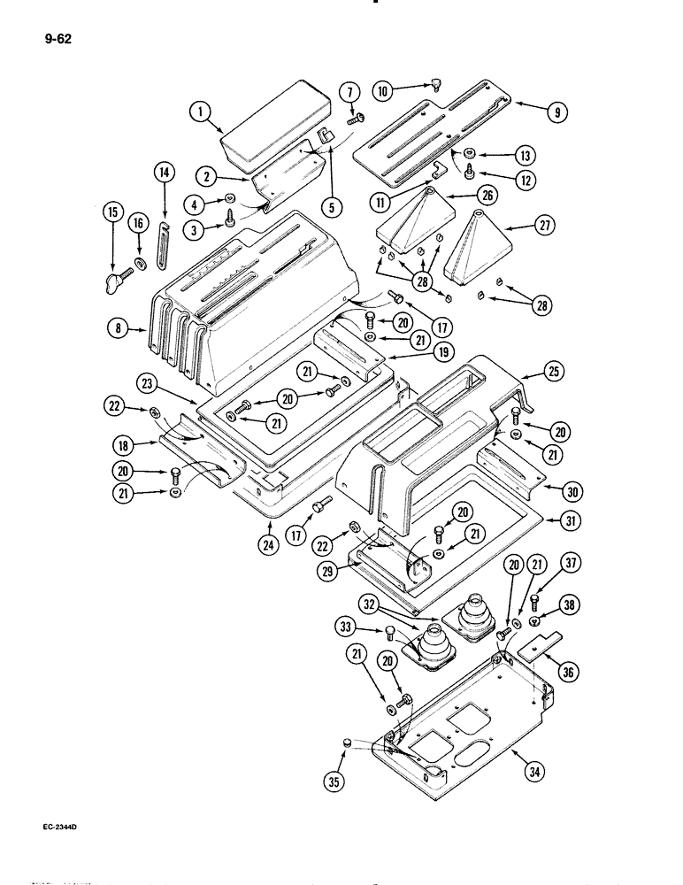 Схема запчастей Case IH 595 - (9-062) - CAB, CONTROL LEVER COVERS AND SUPPORTS (09) - CHASSIS/ATTACHMENTS