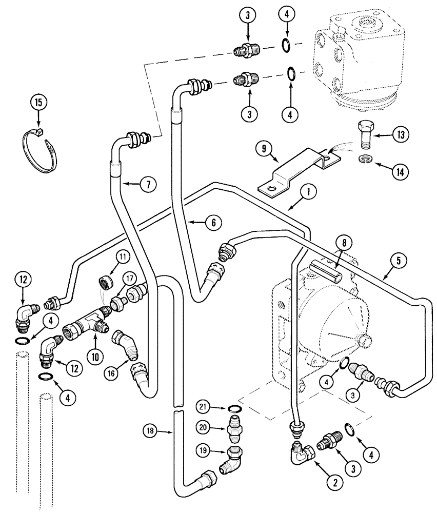 Схема запчастей Case IH C50 - (05-05) - STEERING PIPES REAR (05) - STEERING