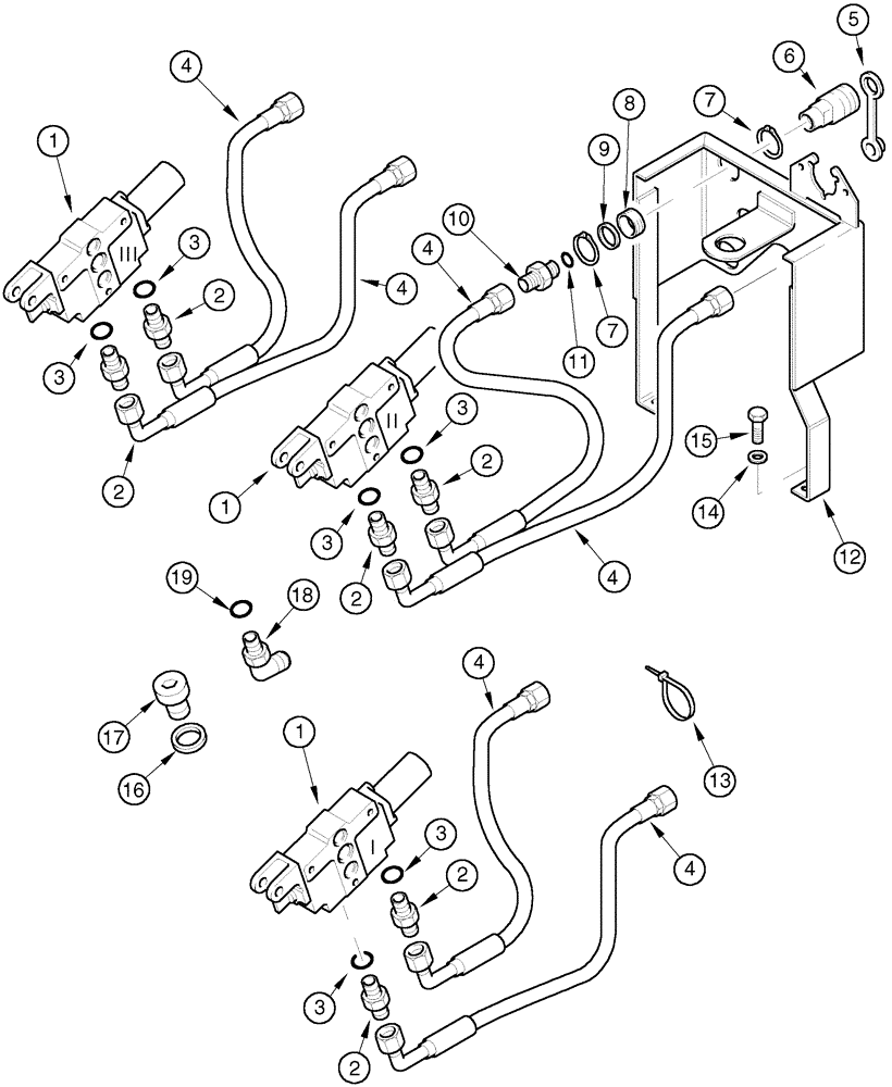 Схема запчастей Case IH CX60 - (08-08) - AUXILIARY VALVES, PIPES AND COUPLINGS (08) - HYDRAULICS