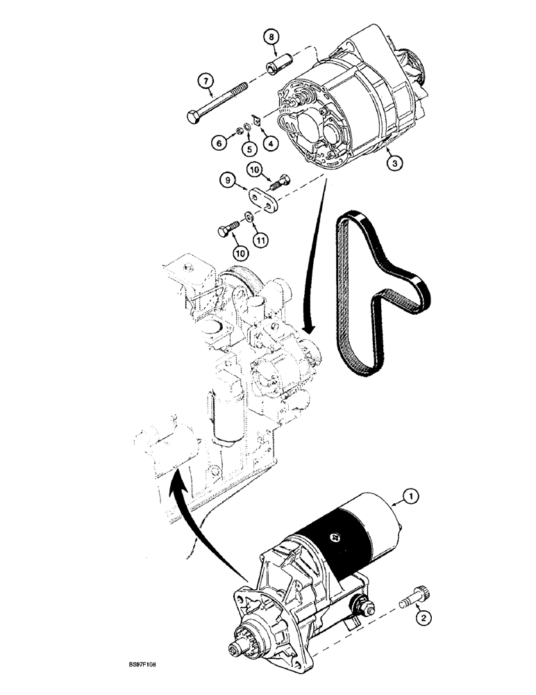 Схема запчастей Case IH 6591TA - (4-06) - STARTER AND ALTERNATOR MOUNTING, STARTER MOUNTING 