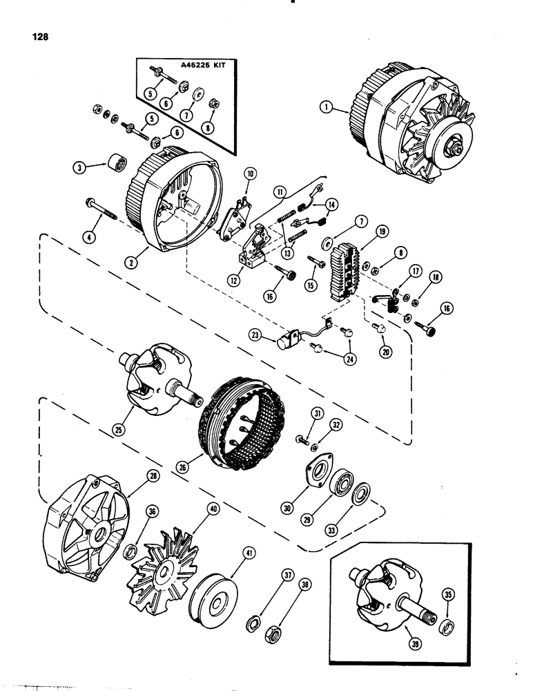 Схема запчастей Case IH 1070 - (0128) - A135715 ALTERNATOR, 55 AMP DELCO-REMY, USED TRACTOR SN 8817164 TO 884723 & PRIOR TO TRAC SN 8876812 (04) - ELECTRICAL SYSTEMS