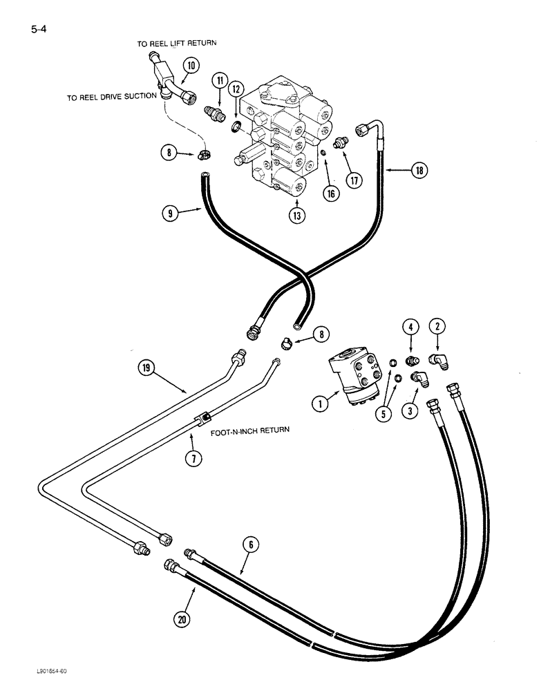 Схема запчастей Case IH 1680 - (5-004) - POWER STEERING SYSTEM, SUPPLY & RETURN SYSTEM, PRIOR TO P.I.N. JJC0047025 (04) - STEERING