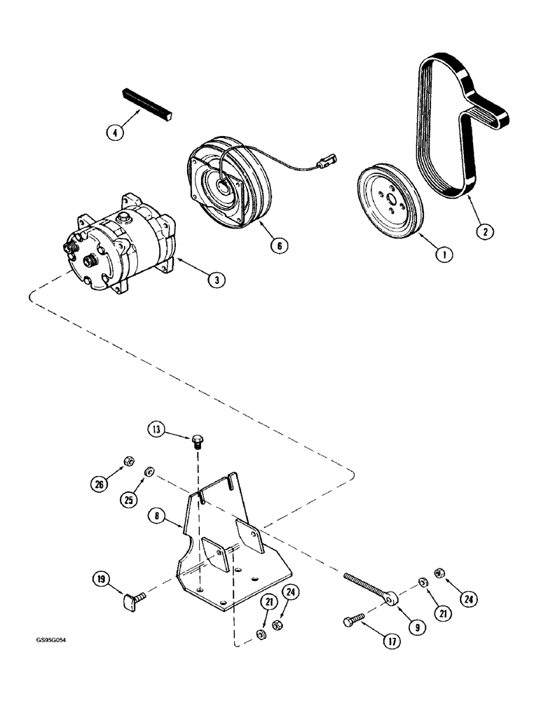 Схема запчастей Case IH 1670 - (9G-38) - COMPRESSOR MOUNTING AND PULLEY (10) - CAB & AIR CONDITIONING