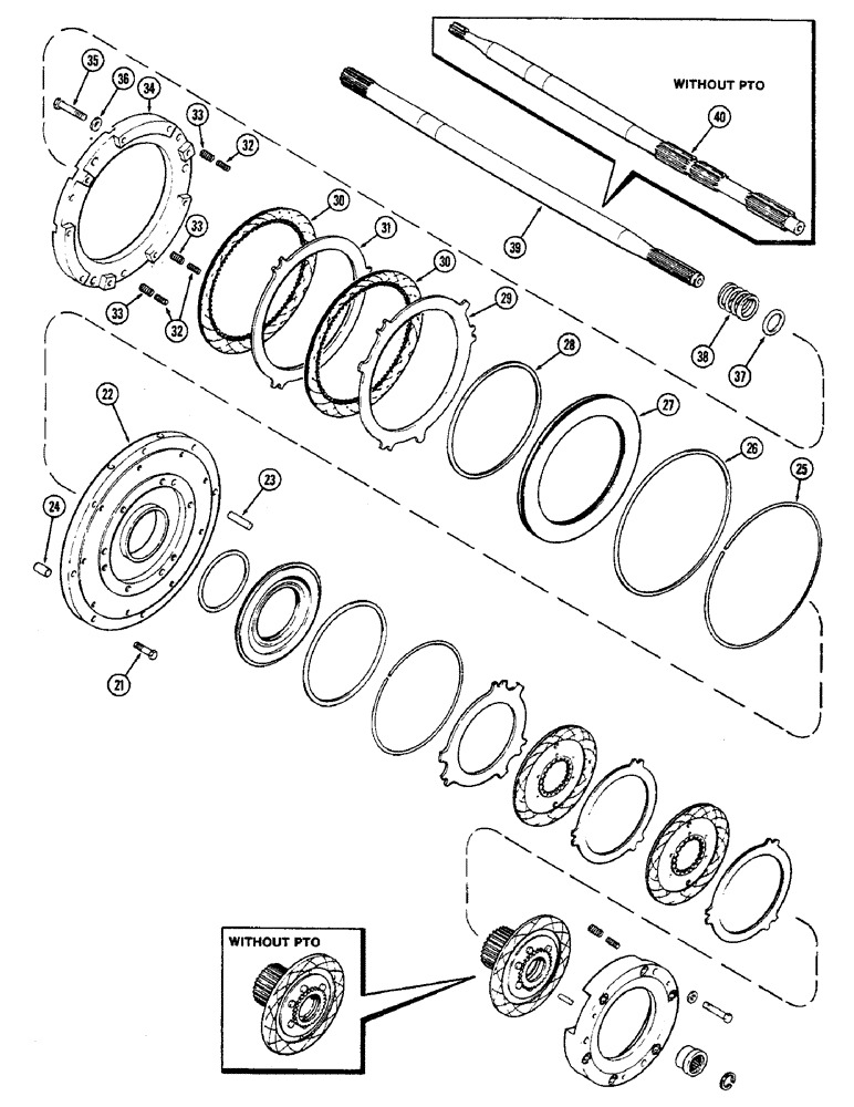 Схема запчастей Case IH 2470 - (216) - CLUTCH, C1 AND C4 CLUTCHES, PRIOR TO TRANSMISSION SERIAL NO. 10053397, CONTD (06) - POWER TRAIN