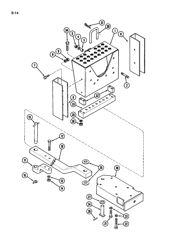 Схема запчастей Case IH 3594 - (9-014) - SLIDING DRAWBAR (09) - CHASSIS/ATTACHMENTS