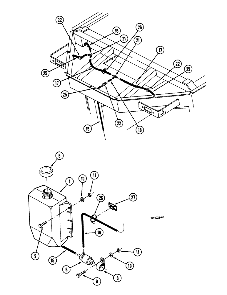 Схема запчастей Case IH 9150 - (4-60) - WINDOW WASHER, PRIOR TO P.I.N. 1790705 (04) - ELECTRICAL SYSTEMS