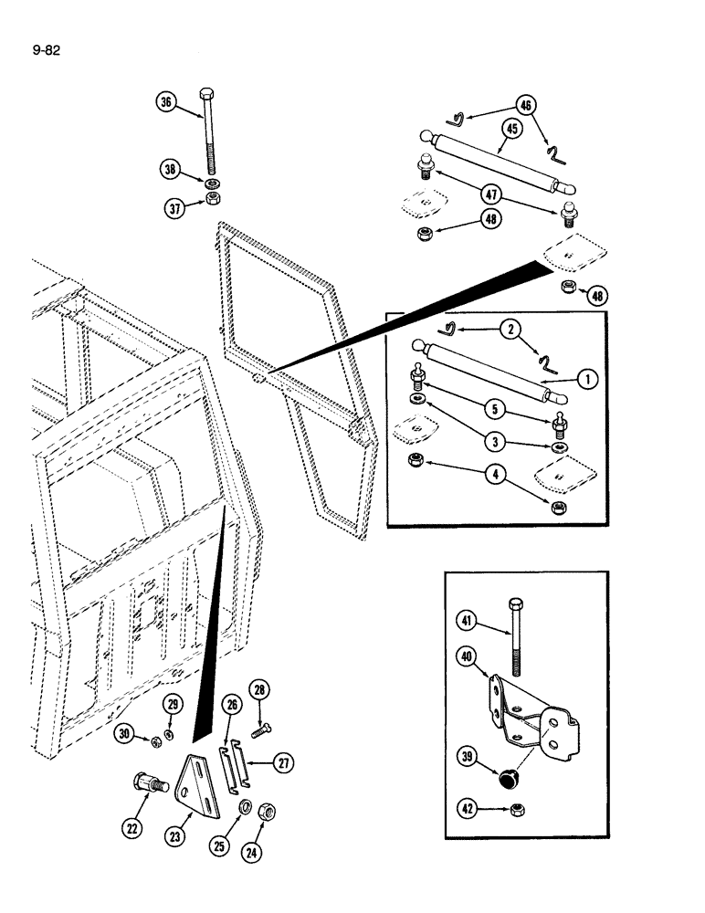 Схема запчастей Case IH 3594 - (9-082) - CAB, DOOR RETAINING PARTS (09) - CHASSIS/ATTACHMENTS