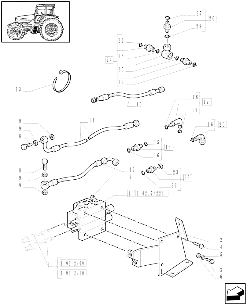 Схема запчастей Case IH MAXXUM 140 - (1.82.7/22[01]) - LOADER READY WITH 2 ELEMENTS MID MOUNT VALVES - CONTROL VALVE AND PIPES - C6432 (VAR.330820-332820-330821-331821-332821-334821 / 743745; 334820 / 743746) (07) - HYDRAULIC SYSTEM
