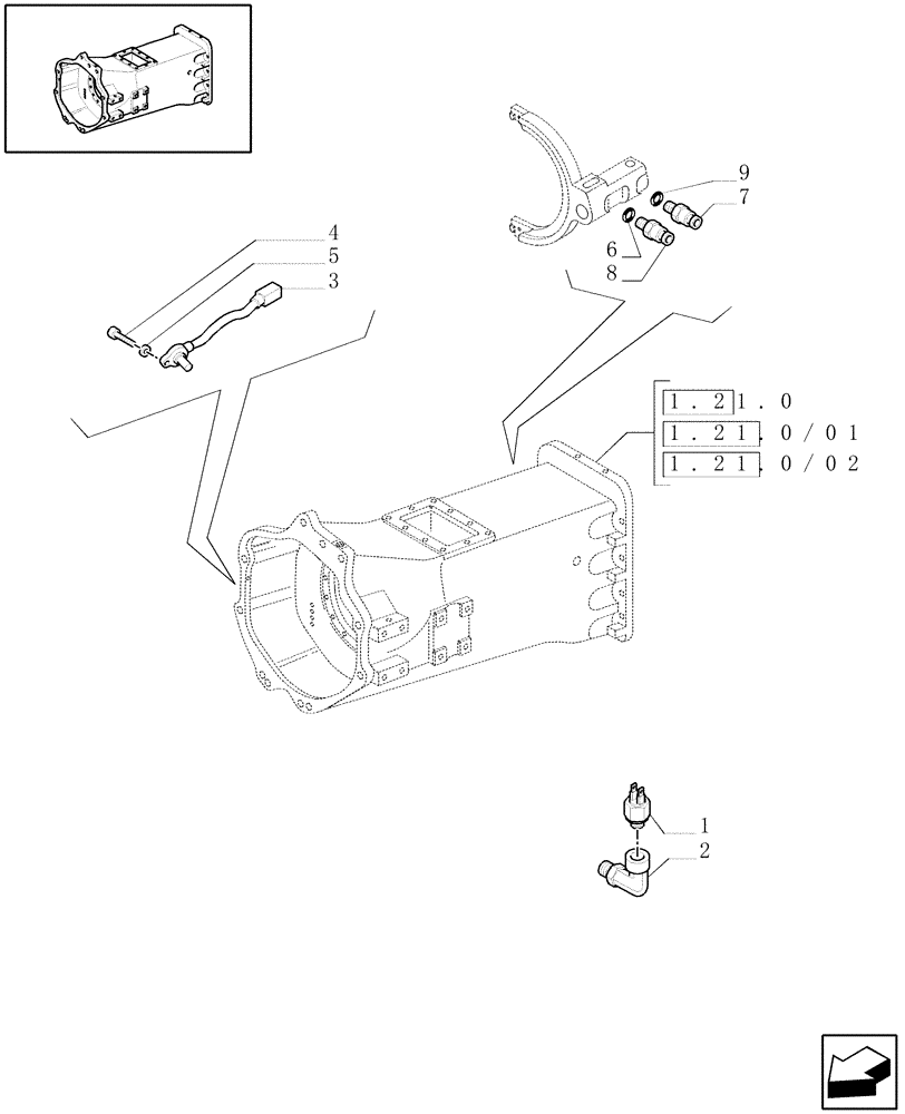 Схема запчастей Case IH MAXXUM 110 - (1.75.0[04]) - GEARBOX HOUSING SENSORS AND SWITCHES (06) - ELECTRICAL SYSTEMS