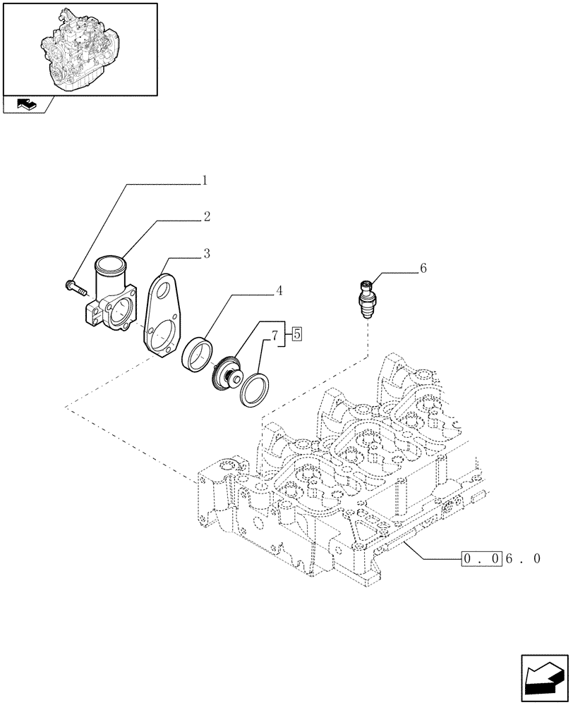 Схема запчастей Case IH F4GE9484K J601 - (0.32.6) - THERMOSTAT - ENGINE COOLING SYSTEM (504083230-504083237-504033593) 