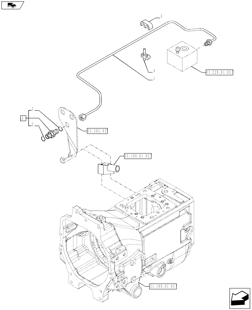 Схема запчастей Case IH PUMA 170 - (33.204.14[01]) - 4WD AXLE WITH BRAKE - FRONT BRAKE VALVE PIPE - C7091 (VAR.728195-728212) (33) - BRAKES & CONTROLS
