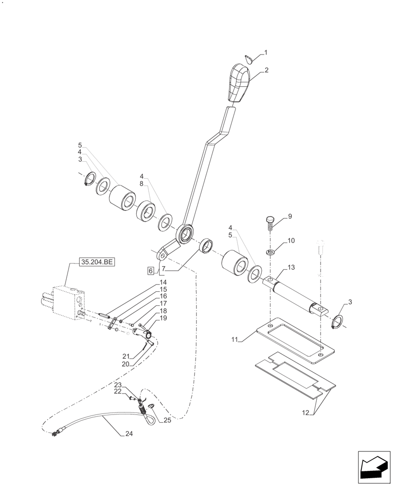 Схема запчастей Case IH FARMALL 110A - (35.204.BL[01]) - 1 CONTROL VALVE, CAB - BEFORE SN: CF01573M (35) - HYDRAULIC SYSTEMS