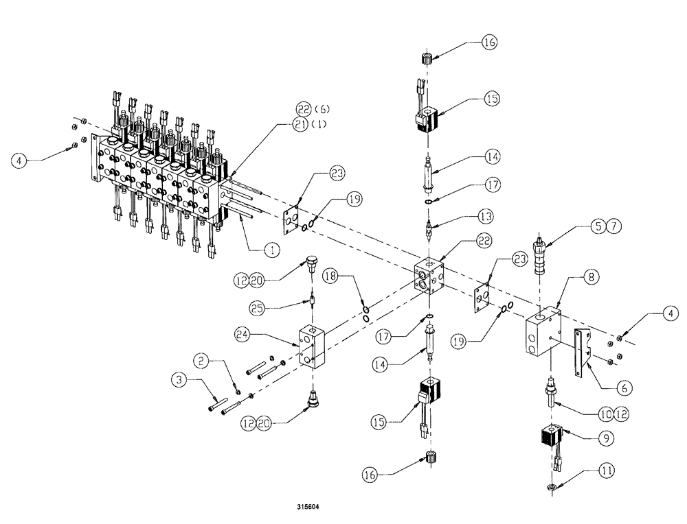 Схема запчастей Case IH SPX3200B - (102) - 8 - BANK DIRECTIONAL VALVE (35) - HYDRAULIC SYSTEMS