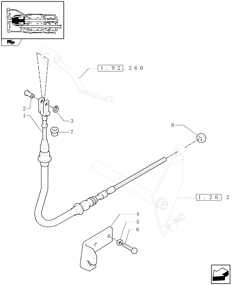 Схема запчастей Case IH FARMALL 75N - (1.26.2[02]) - CLUTCH CONTROLS, FLEXIBLE CONTROL (03) - TRANSMISSION