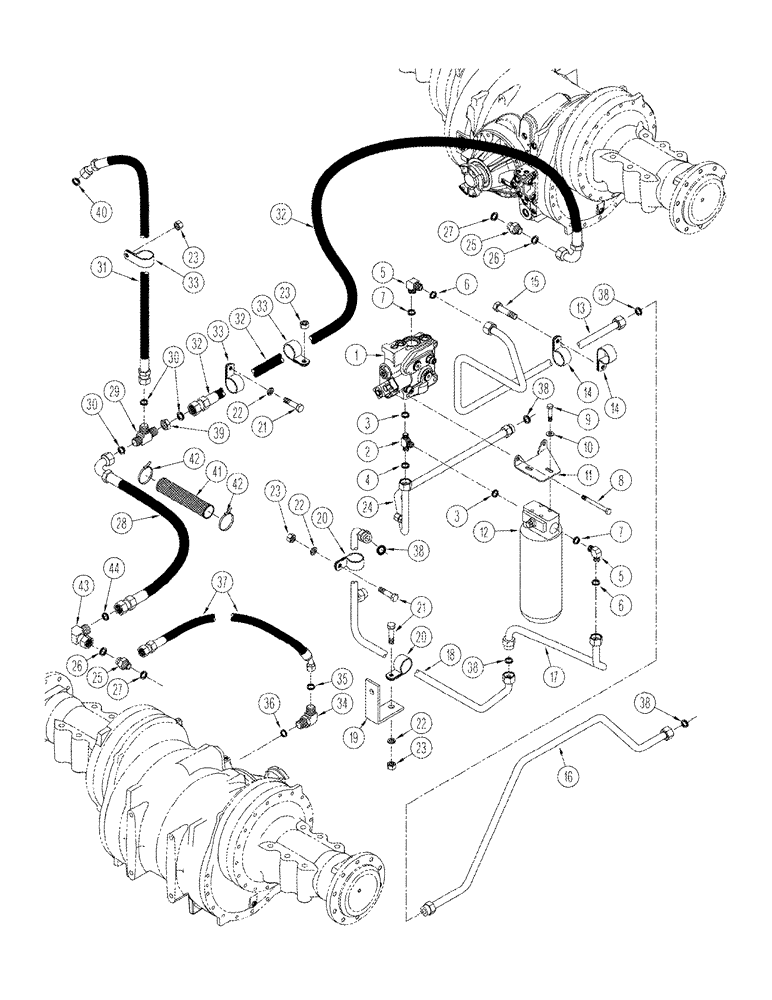 Схема запчастей Case IH STX375 - (08-19) - AXLE HYDRAULICS LUBRICATION AND COOLING CIRCUIT (08) - HYDRAULICS