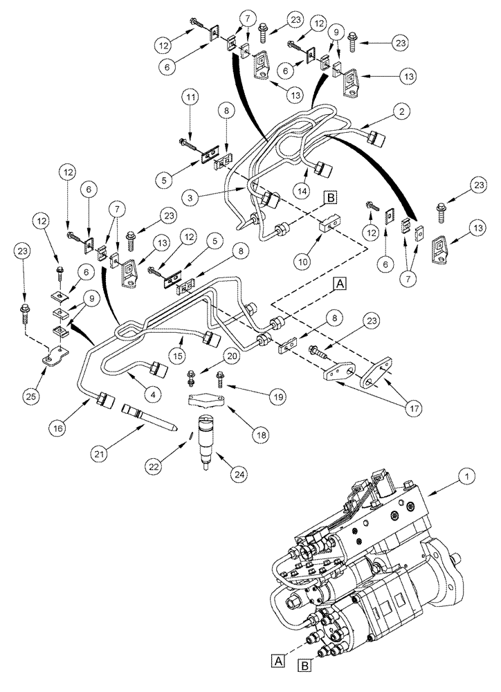 Схема запчастей Case IH CPX610 - (03-06) - FUEL INJECTION SYSTEM (02) - FUEL SYSTEM