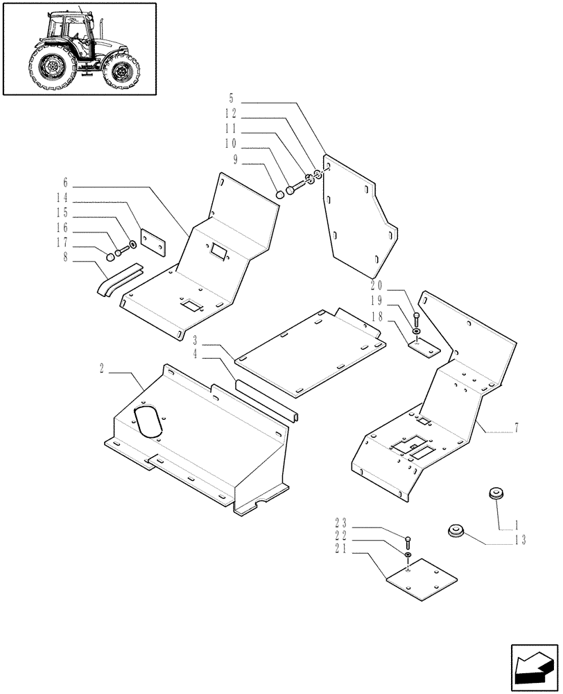 Схема запчастей Case IH JX60 - (1.92.87/01[01]) - MUDGUARDS AND FOOTBOARDS - W/CAB - C6660 (10) - OPERATORS PLATFORM/CAB