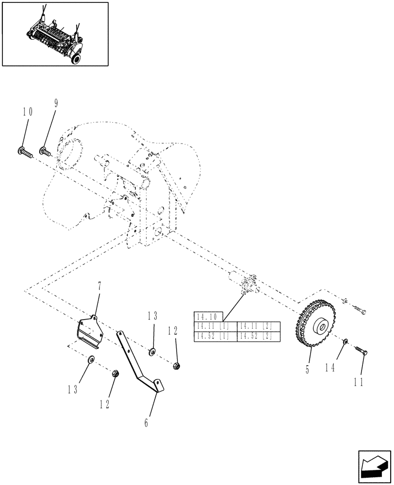 Схема запчастей Case IH RB464 - (13.407) - 1.8M & 2M WIDE PICKUP, STUFFER FEEDER MOUNTING, NORTH AMERICA (13) - FEEDER