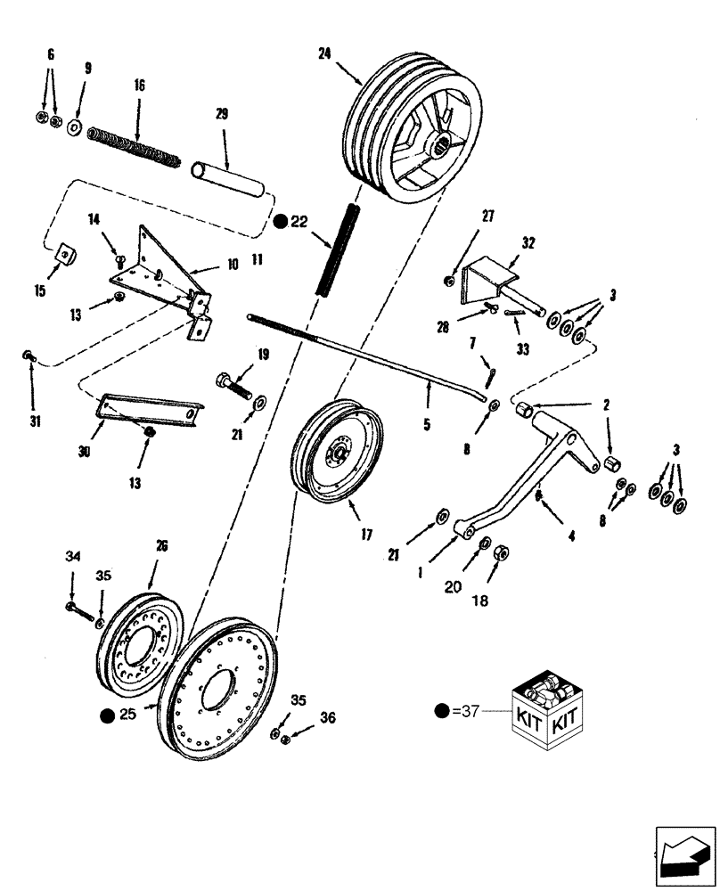 Схема запчастей Case IH 2588 - (74.101.14) - BELT DRIVE - JACKSHAFT, FAN (74) - CLEANING