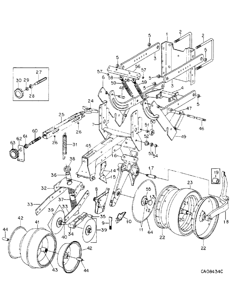 Схема запчастей Case IH 800 - (08-14) - GROUND TOOLS,PLANTER UNIT,BASIC,QUANTITIES PER ROW,SOYBEAN SPECIAL ONLY,UNIT R,S.N.19900 & BELOW (09) - CHASSIS/ATTACHMENTS