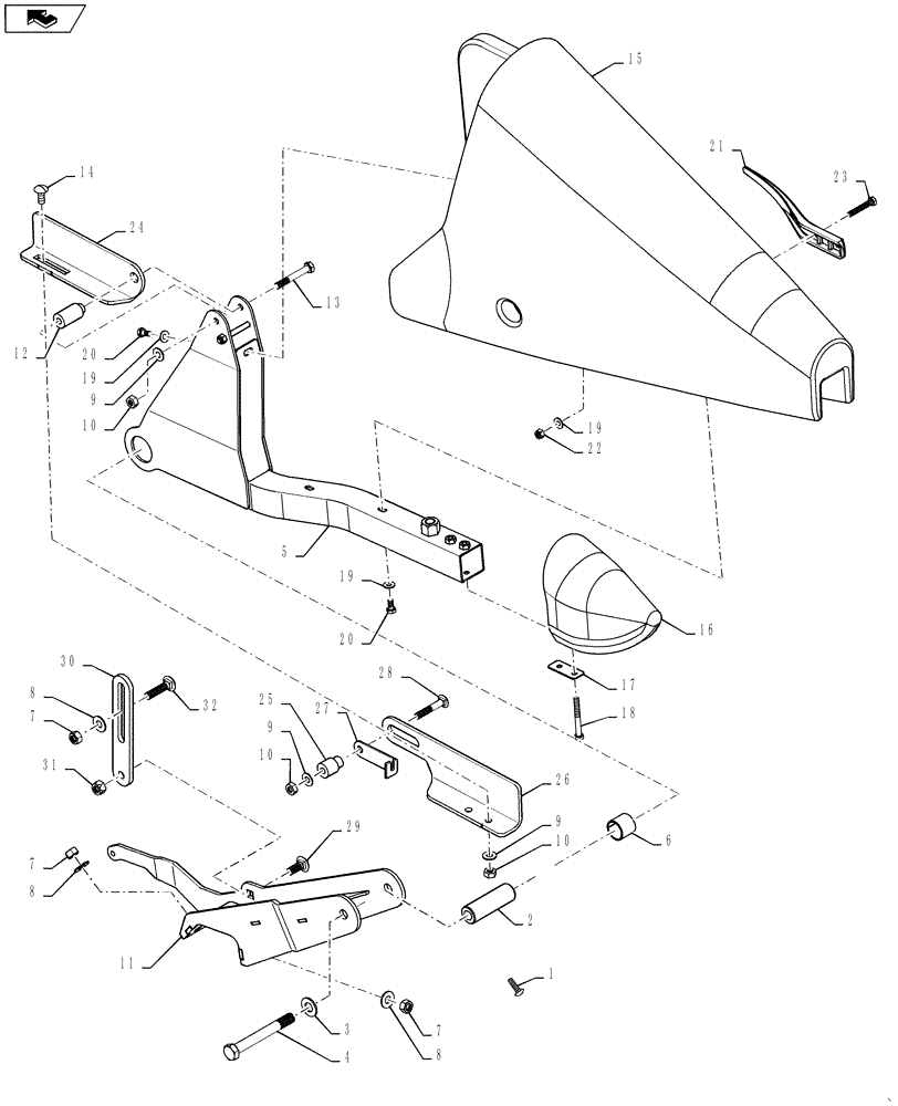 Схема запчастей Case IH 3020-20 - (58.131.02[01]) - DIVIDER ASSEMBLY, RIGHT HAND (58) - ATTACHMENTS/HEADERS