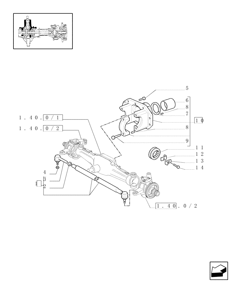 Схема запчастей Case IH JX80U - (1.40.0/04) - FRONT AXLE - SUPPORT-ROD-4WD (04) - FRONT AXLE & STEERING