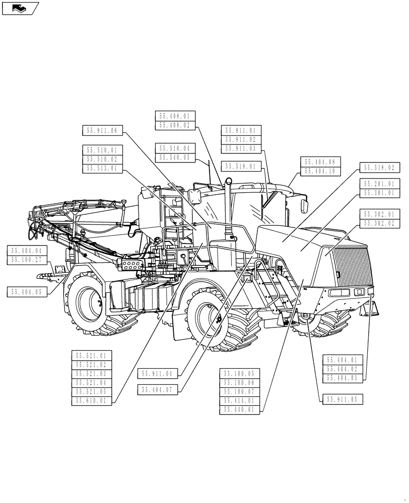 Схема запчастей Case IH TITAN 4530 - (00.000.55) - PICTORIAL INDEX - ELECTRICAL SYSTEMS (00) - GENERAL & PICTORIAL INDEX