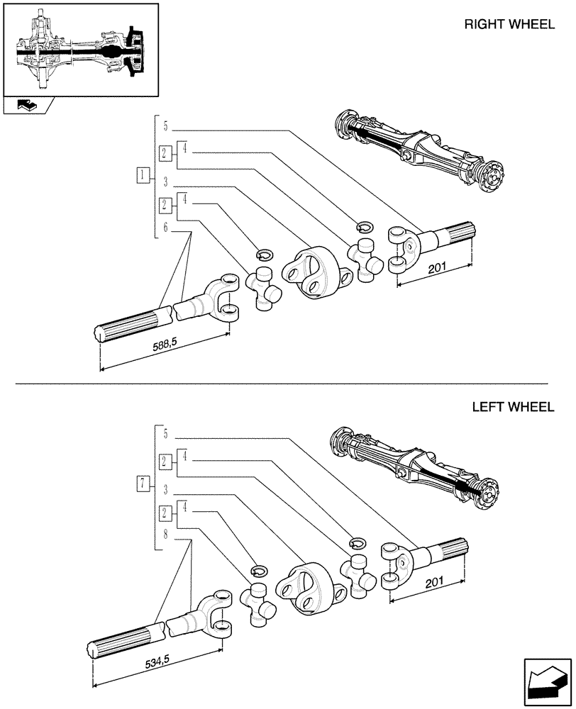 Схема запчастей Case IH FARMALL 85C - (1.40.4/10A) - DIFFERENTIAL SHAFT - BREAKDOWN (04) - FRONT AXLE & STEERING