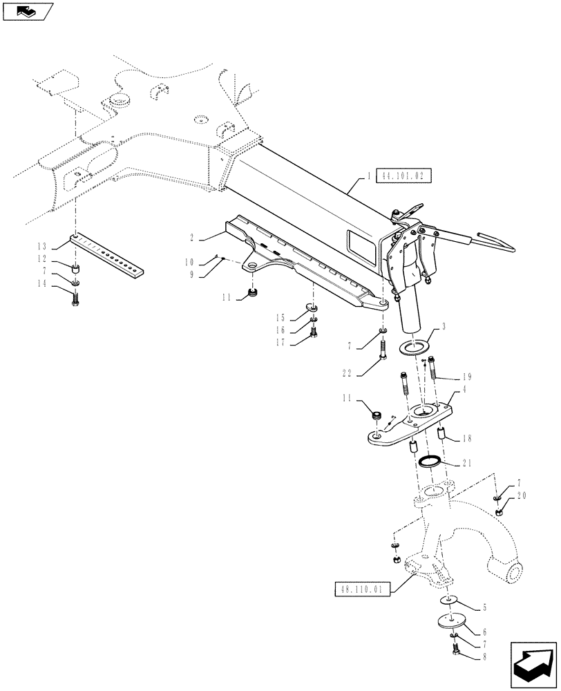 Схема запчастей Case IH 4430 - (44.101.01) - FRONT AXLE ASSEMBLY (44) - WHEELS