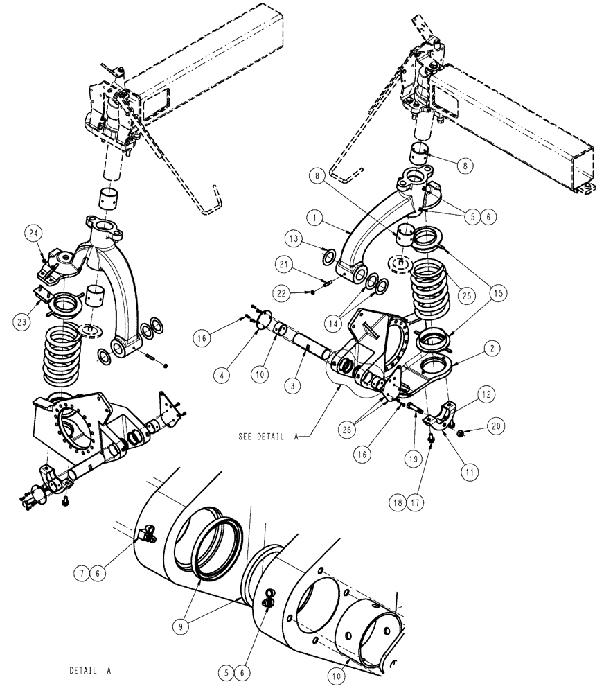 Схема запчастей Case IH SPX4410 - (04-014) - STRUT GROUP, RIGHT Suspension & Frame