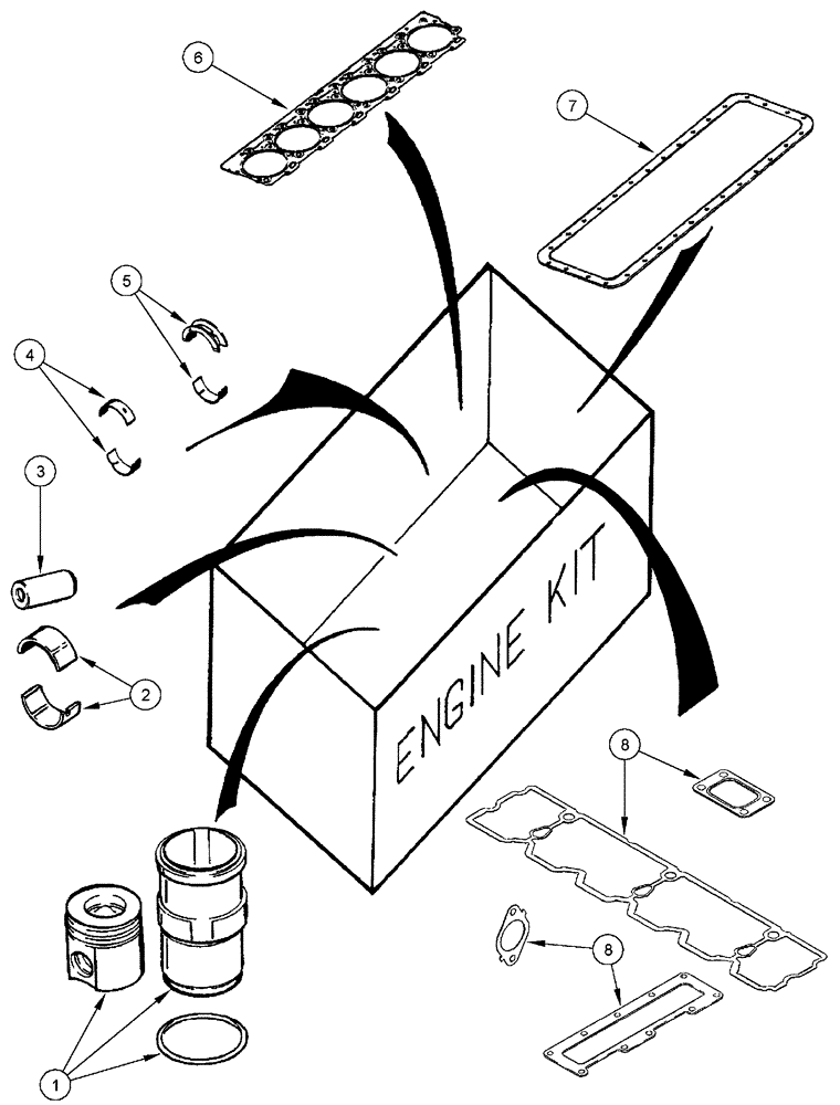 Схема запчастей Case IH FLX4010 - (02-062) - KIT - ENGINE OVERHAUL, FLX4510 (01) - ENGINE