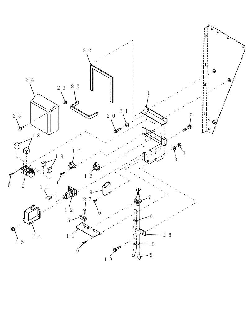 Схема запчастей Case IH WDX1101 - (029) - ELECTRIC REAR PANEL (55) - ELECTRICAL SYSTEMS