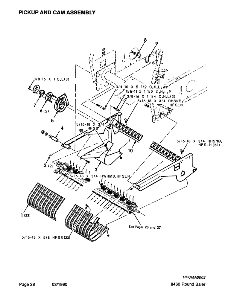 Схема запчастей Case IH 8460 - (028) - PICKUP AND CAM ASSEMBLY Pickup