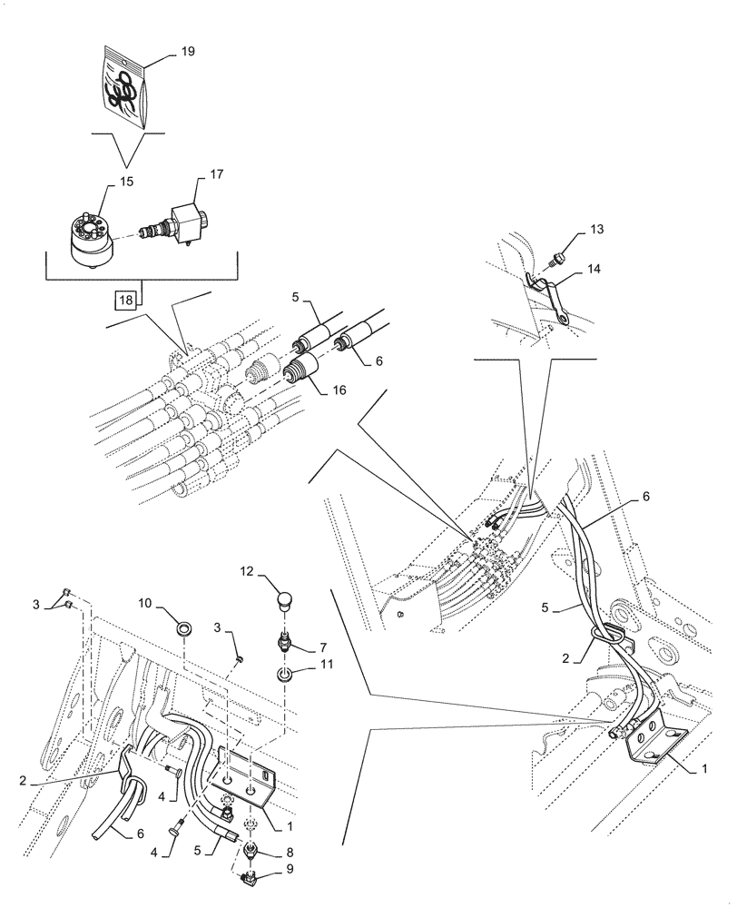 Схема запчастей Case IH L740 - (35.734.010) - VAR - 717522006 - 3RD FUNCTION HYDRAULICS (35) - HYDRAULIC SYSTEMS