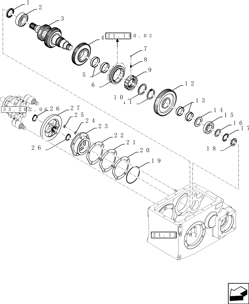 Схема запчастей Case IH 9120 - (21.140.02) - MECHANICAL TRANSMISSION, DRIVE SHAFT (21) - TRANSMISSION