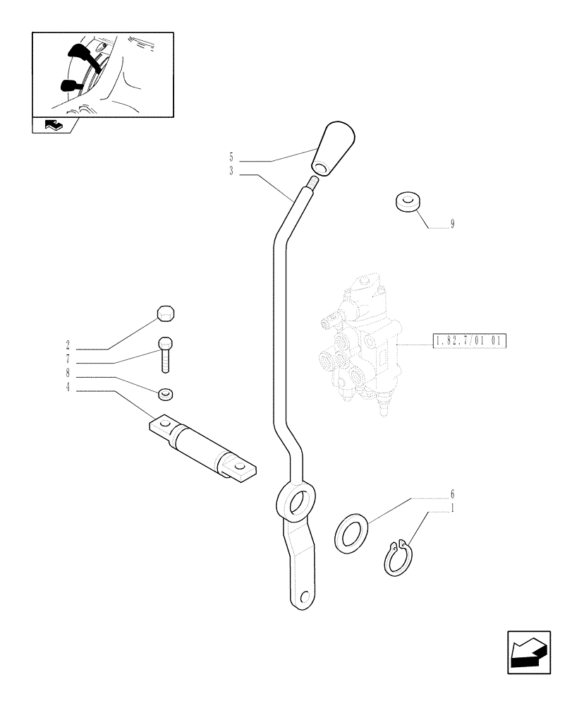 Схема запчастей Case IH FARMALL 80 - (1.92.82) - 1 CONTROL VALVE - LEVER AND KNOB (VAR.335366-335412) (10) - OPERATORS PLATFORM/CAB