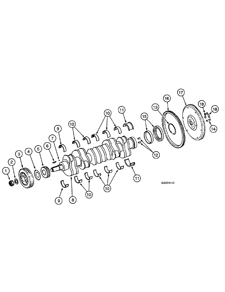 Схема запчастей Case IH DT-407 - (7-08) - CRANKSHAFT, FLYWHEEL AND BEARINGS 