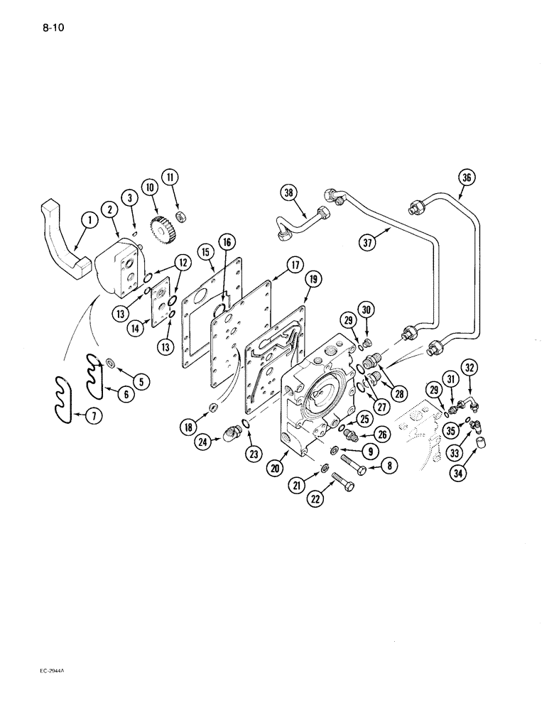 Схема запчастей Case IH 895 - (8-10) - HYDRAULIC POWER SUPPLY, MULTIPLE CONTROL VALVE AND TUBES, WITH CAB (08) - HYDRAULICS