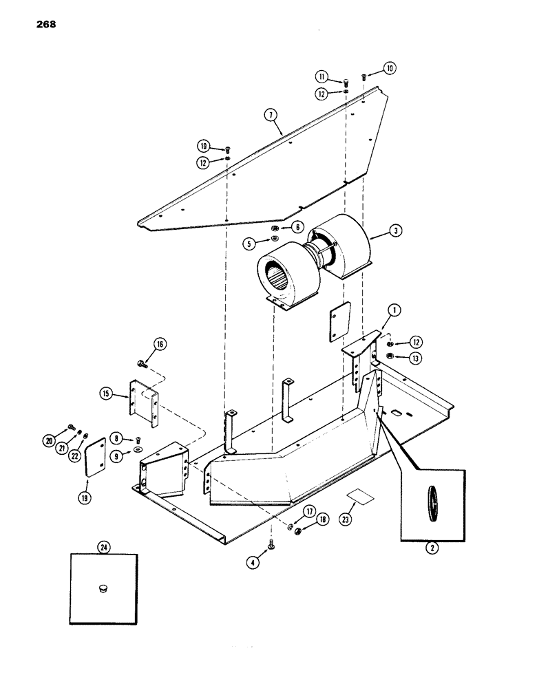 Схема запчастей Case IH 1070 - (268) - CAB, PLENUM, W/O HEATER OR AIR CONDITIONER, BETTENDORF (09) - CHASSIS/ATTACHMENTS